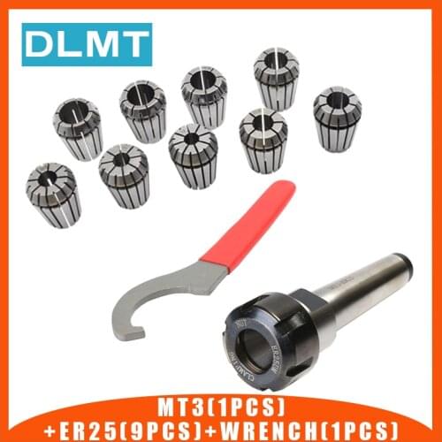 ER25 Spring Clamps 9PCS MT3 ER25 M12 1PCS ER25 Wrench 1PCS Collet Chuck Morse Holder Cone For CNC Milling Lathe tool