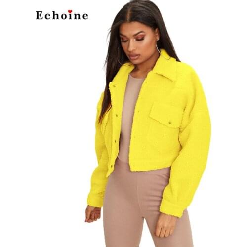 Women Teddy Bear fluff Coat Cardigan Pockets Button Turn-Down Collar Warm Jacket Long Sleeve Plus Size Outcoat Ladies Streetwear