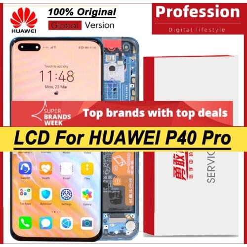100% New Original 6.58'' AMOLED Display with frame for Huawei P40 Pro Full LCD Touch Screen Digitizer Assembly Repair Parts