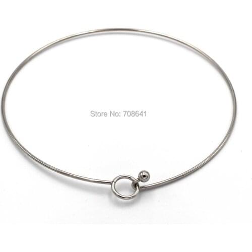 134mm Stainless Steel Wire Chocker Simple Circle Hook Lock Cuff Metal Chocker Necklace for Women NO Fade DIY Jewelry Findings