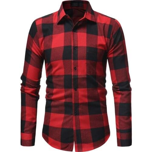 2019 Mens Spring and Autumn Shirt Soft and Comfortable Plaid Shirt Cotton Home Outdoor Quality Shirt M-3XL Slim Casual Shirt