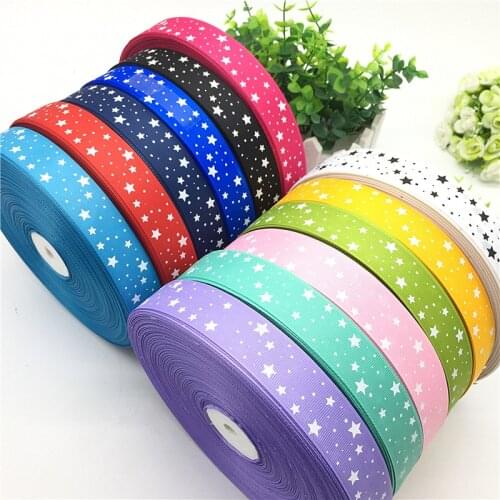 5 yards 1"(25mm) Printing Stars Beautiful Grosgrain Ribbon For Gift Packing Wedding Decoration Christmas Supplies #12 colors