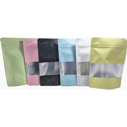 500Pcs 23x34cm Maple Leaf Self Seal Aluminum Foil Stand Up Zip Lock Storage Bag Clear Window Recyclable Nuts Pouches