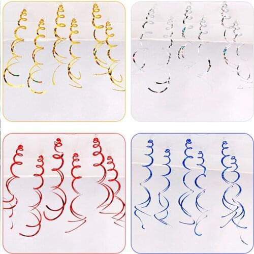 6pcs Anniversary Party Spiral PVC Pendant Garland Arranged Birthday Party Wedding Christmas Halloween Decorative Ornaments Foil