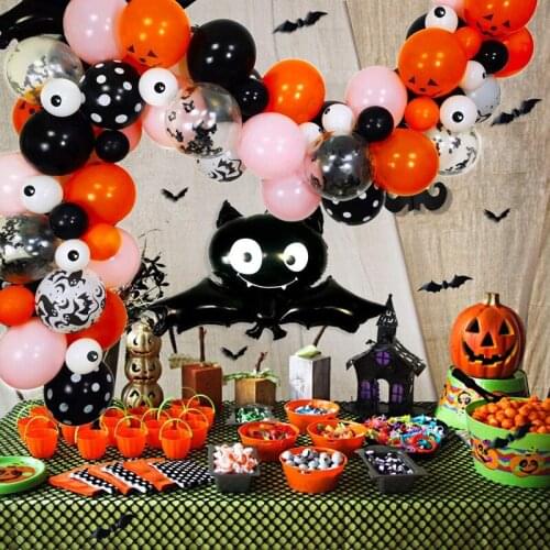 92pcs Halloween Balloons Garland Arch Orange Black Pink Latex Balloons Chain Halloween Day Decoration Supply Ornament Props