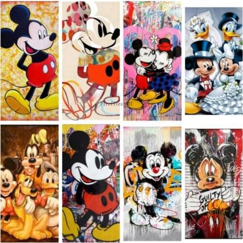 Disney Color Graffiti Art Cartoon Mickey Mouse DIY Diamond Painting Diamond Embroidery Full Handmade Mosaic Home Decoration