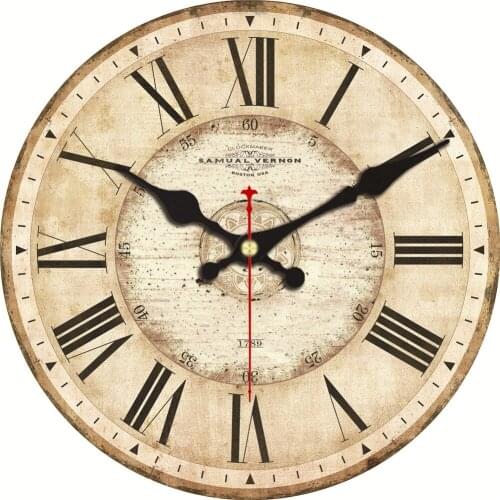 Vintage Wall Clocks Roman Number Design 16 Inch Wooden Silent Non-Ticking Kitchen Wall Clocks Large Roman Numeral Kitchen Clock