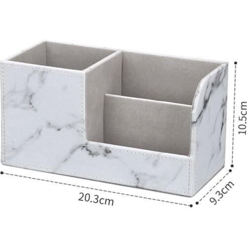 1PC Marble Pattern Retor Pen Holder Storage Box Creative PU Office Desktop Name Card Sundries Stationery Boxes Organizer Case