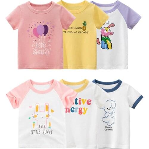 Cotton Children Kids T Shirt For Girls Tops Cartoon Pineapple Print Baby Clothes Tee Short Sleeve Childs Shirts New 2021