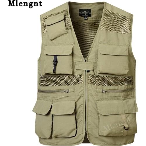 Men Multi-Pocket Classic Vest Male Unloading Solid Quick Dry Sleeveless Jacket Work Vest Photographer Tactical Mesh Waistcoat5XL