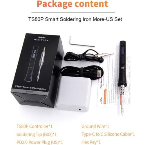 Mini TS80P 30W Electric Soldering Iron Portable Digital Solder Station Adjustable Temperature OLED Screen USB Type C PD2.0 QC3.0