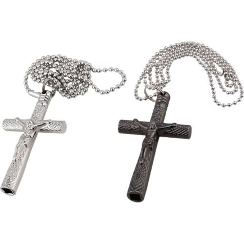 Jesus Cross 6mm Drum Key with Chain Necklace Drum Tuning Key Metal Tuning Wrench H8WC