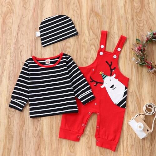 3pcs Baby Clothing Sets Newborn Baby Girl Boy Tops Romper Pants Hat Outfits Baby Costume Christmas Clothes baby boy clothing