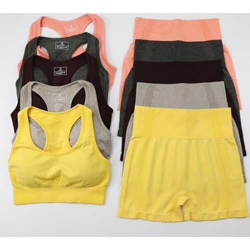 New Color Seamless Yoga Set Sport Outfit For Woman Workout Clothes Sports Bra Top Leggings For Fitness Shorts Set Gym Clothing