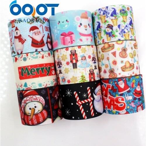 OOOT BAORJCT G-18728-685,38 mm 10 yards Christmas Ribbons Thermal transfer Printed grosgrain Wedding DIY handmade material