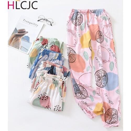 Summer Women Home Wear Printing Lounge Pants Sleep Bottoms Girls Cute Pajama Pants Comfortable Thin Sleepwears Indoor Clothing