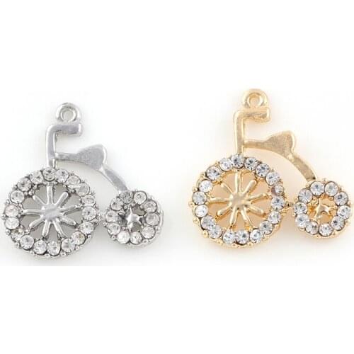 20PCS Rhinestone Retro Bicycle Bracelet Charms Pendant Alloy Metal Fashion Women Handmade Jewelry