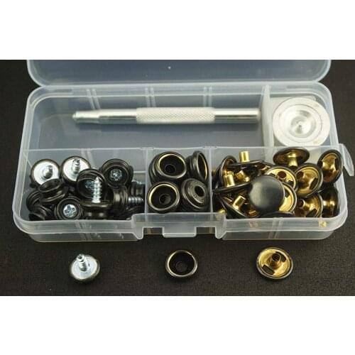 Heavy Duty Snap Fasteners Kit - Stainless Steel & Copper - Press studs - With 1 Bases & 1 Rod - for Boat Covers Canvas Marine Po