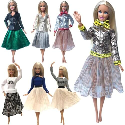 NK Two Set Mixing Doll Noble Clothes Party Dress Handmade Casual Suit Fashion Skirt For Barbie Doll Accessories Girl Toy Gift JJ