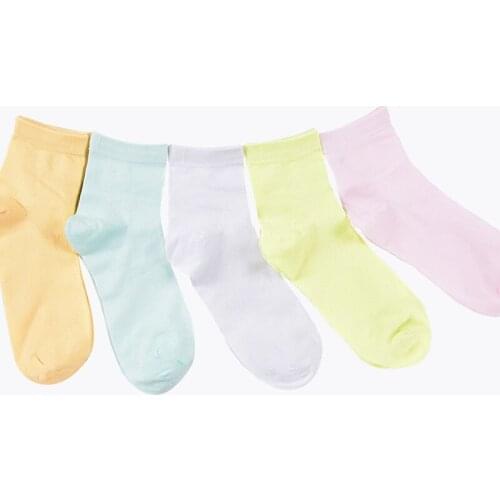 5 Pairs Women Socks Classic Solid Candy Color Female Short Socks Spring Summer Breathable Casual Cute Girls 80%Cotton Sock Meias