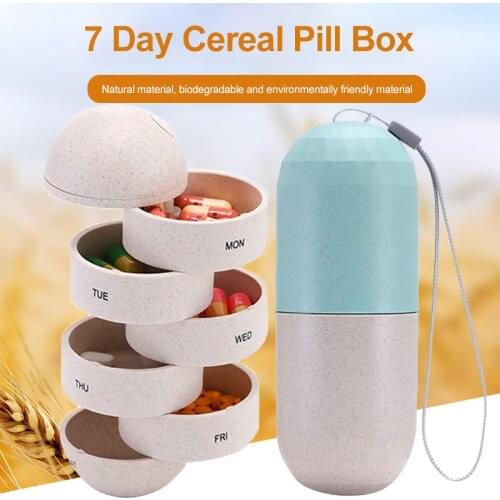 2021 New Creative 7 Days Pill Box Protable Multi-functional Weekly Pill Candy Organizer Waterproof Moistureproof Pill Case