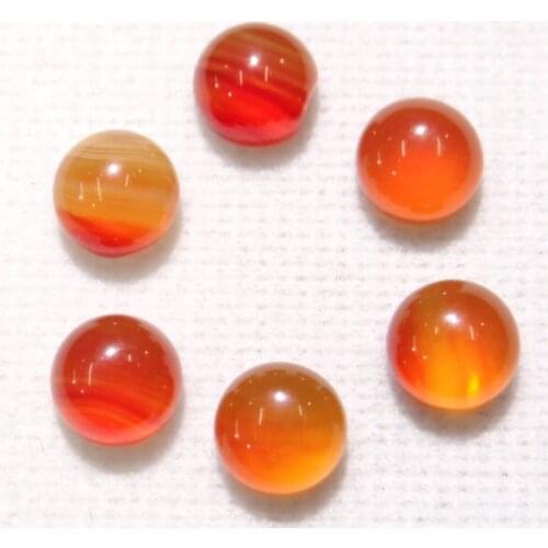 Wholesale hight quality 100pcs/lot natural Stone red agates 8mm Round cab Cabochons Smooth Beads for Jewelry making Accessories