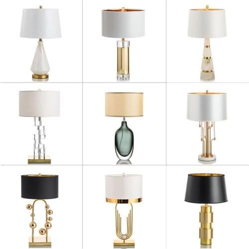 Originality Designer Model House Bedroom Metal Marble Continuous System Concise Light Luxurious A Living Room Desk Lamp