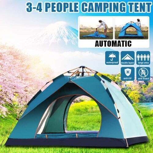3-4 Person Waterproof Camping Tent Automatic Pop-Up Quick Shelter Outdoor Traveling Hiking Portable Tent