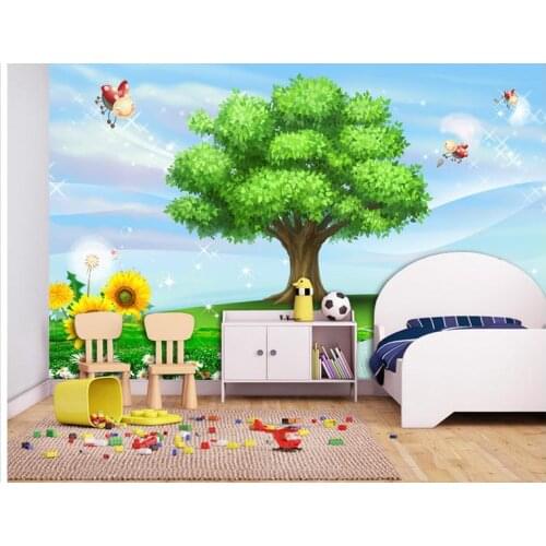 Custom photo wallpaper 3d wall murals wallpaper Cartoon scene tree children room background wall papers for living room decor