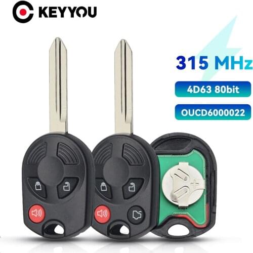 KEYYOU OUCD6000022 Remote Car Key 4 Buttons For Ford C-Max Escape Focus Lincoln Mazda Mercury 315Mhz Transmitter ID63 80bit Chip