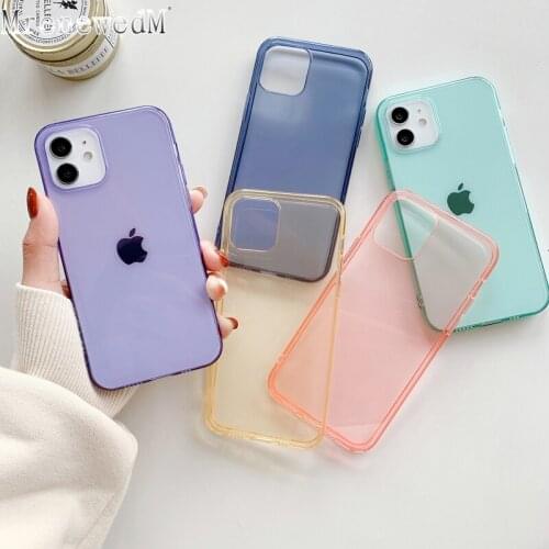 For iPhone 12 Luxury Candy Transparent Silicone Phone Case On For iPhone 11 Pro 12 Mini X XR Xs Max SE2 6 6S 7 8 Plus Soft Cover