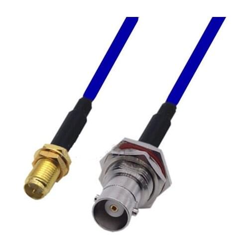 Blue Soft RG142 Double Shielded RP-SMA Female to BNC Female Bulkhead Connector RF Coaxial WIFI Antenna Coax Low Loss Cable 50ohm