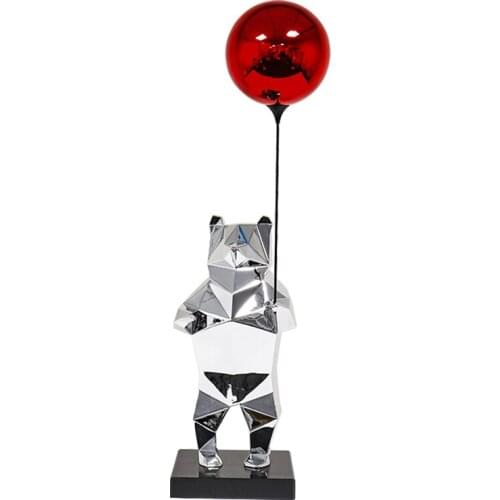 Nordic Modern Creative Geometric Flocking Robot Balloon Bear Sculpture Ornament Children Room Living Room Porch Decoration Gifts