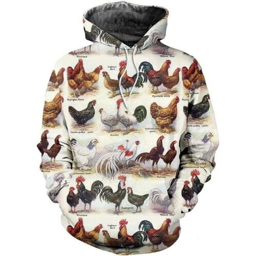 New autumn and winter fashion zipper hoodie 3D printing full chicken hoodie men and women casual street sweatshirt