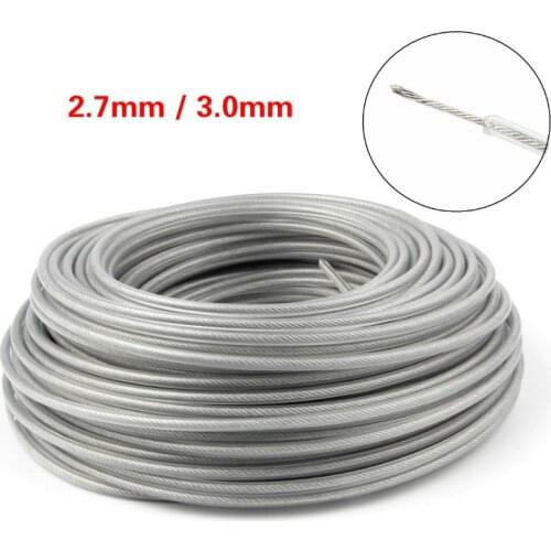3mm/2.7mm Steel Wire Grass Trimmer Wire Rope Cord Line Strimmer Brushcutter Long Round Roll Grass Replacement Trimmer line