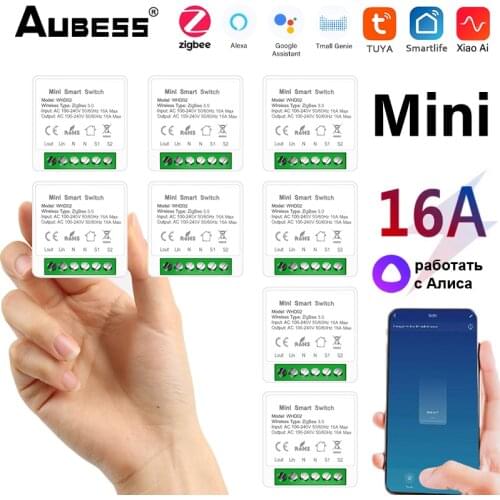 1-10 Pieces 10A 16A Tuya Zigbee Mini Smart Light Switch Timer Smart Home Control App Tuya Smart Life With Alexa Google Home