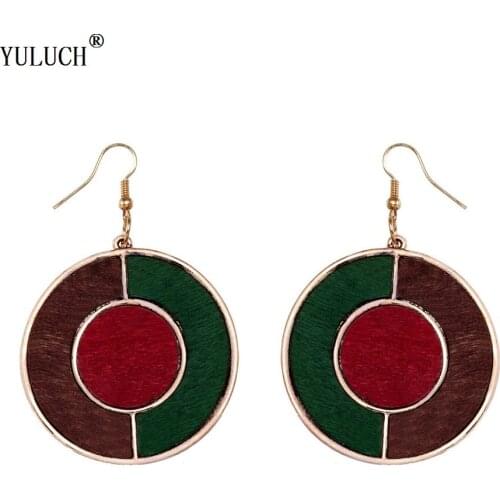 YULUCH 2018 New Design Woooden Earrings Handmade Metal Two Colors Wooden Earrings Gold Hook For Woman Girls Party Prom Jewelry