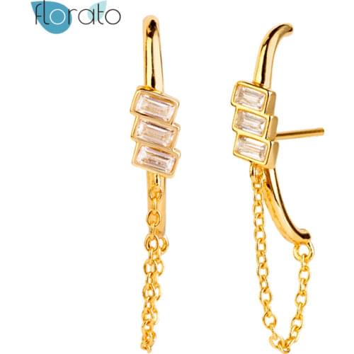 YUXINTOME 925 Silver Ear Needle Clear Zircon Square Stud Earring Women Fashion Rock Punk Piercing Pendent luxury Crystal Jewelry