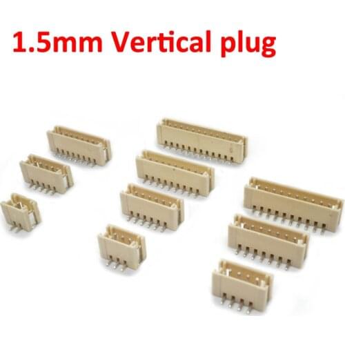 ZH 1.5mm 2/3/4/5/6/7/8/9/10P Plastic Vertical Plug Male & Female Connector 100pcs