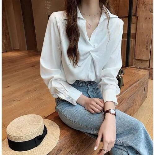 Womens Shirt Long sleeve Chiffon Blouse Female Plus Size Loose Casual Shirts Lady Simple Style Tops Clothes Blusas Solid