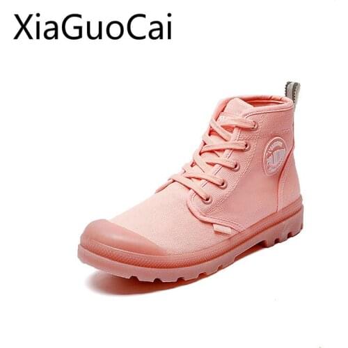 High-top Paladin Women Canvas Shoes 2020 Newest Soft Jelly Ladies Martin Flat Shoes Womens Casual Shoes
