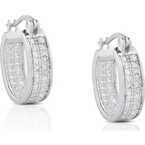 Luxury Bicolor Silver Colour Earrings Women Trendy Jewerly 925 Sterling Silver Hoop Earring Lady Engagement Accessories KOFSAC