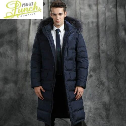 Winter Mens Down Jacket Long 20% White Goose Down Jacket Men Clothes Raccoon Fur Collar Down Coats JH1632 KJ3029