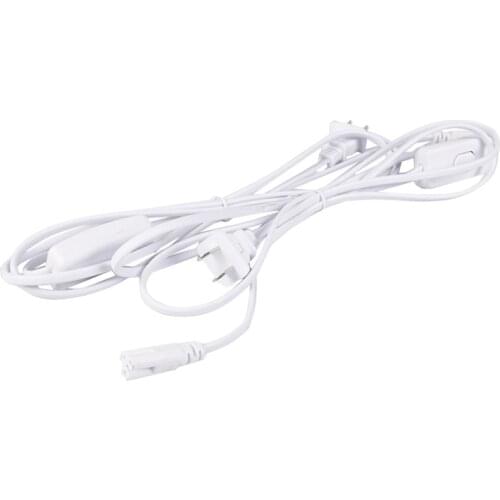 1.8M EU US Plug T5 T8 Tube 3 pin Wires Connecting Cable Connector with Switch for T5 T8 Integrated Led Tubes Lamps Lights