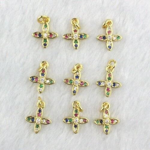 10mm 20pcs/lot fashion colorful cz pendant,flower shape cubic zircon charm,jewelry wholesale bracelet/necklace accessories