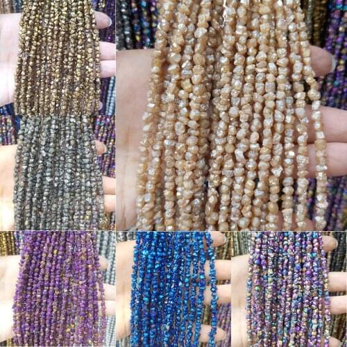 4mm-10mm Natural Semi Precious Stone Loose Bead Plating Color Topaz Beads Semi Finished Hand DIY Bracelet Necklace Accessories
