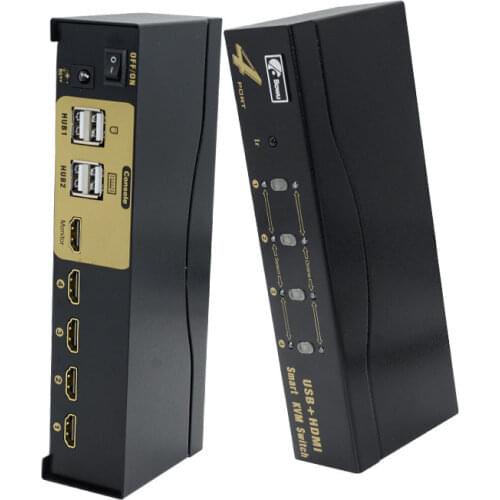 4 Port Smart HDMI KVM Switch Box 4 in 1 out USB mouse keyboard sharing distributor with cable