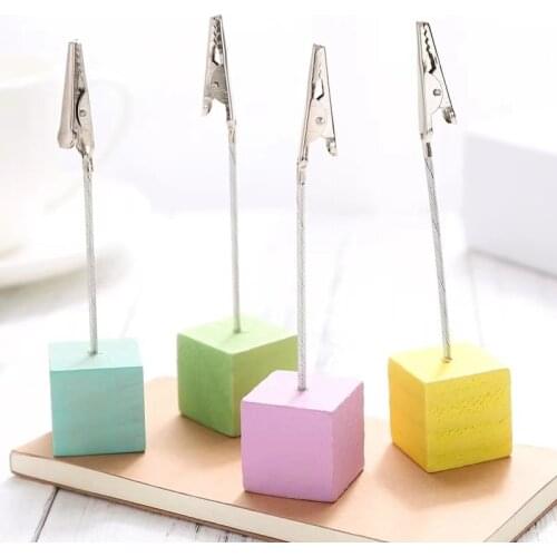 5pcs Table Name Place Card Holder Memo Clip Holder Stand Note Holder Pictures Card Paper Menu Clip (Colorful)