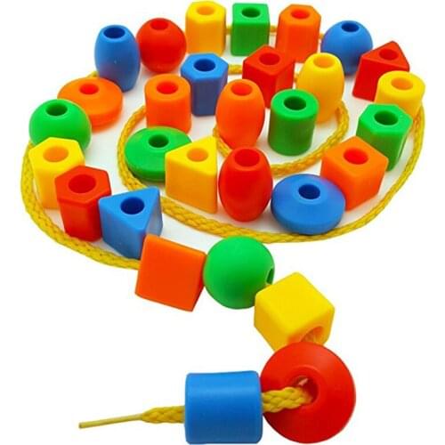 50pcs Beads Toys Geometric Figurebeads Stringing Threading Beads Game Handwork Early Educational Toys