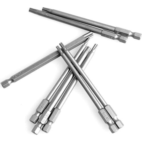8Pcs/Set T8-T40 100mm Magnetic Torx Screwdriver Bits 1/4" Hex Shank